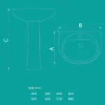 روشویی پایه‌دار چینی‌کرد مدل کاملیا 55