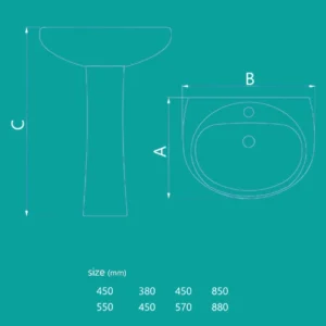 روشویی پایه‌دار چینی‌کرد مدل کاملیا 55