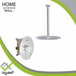 شیر دوش توکار شودر مدل روگن کروم تیپ 1 brass