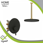 شیر دوش توکار شودر مدل روگن مشکی طلایی تیپ 1 brass