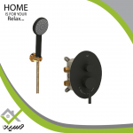 شیر دوش توکار شودر مدل روگن مشکی طلایی تیپ 2 brass