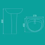 روشویی پایه‌دار چینی‌کرد مدل آرین 57