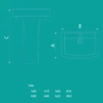 روشویی پایه‌دار چینی‌کرد مدل دافنه 56