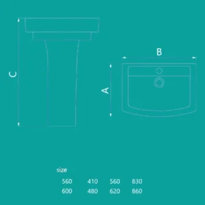 روشویی پایه‌دار چینی‌کرد مدل دافنه 56