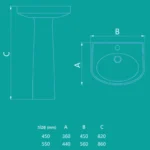 روشویی پایه‌دار چینی‌کرد مدل لاندیس 55