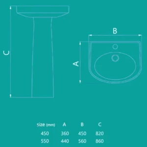روشویی پایه‌دار چینی‌کرد مدل لاندیس 55