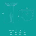 روشویی پایه‌دار چینی‌کرد مدل مونیکا 50