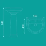 روشویی پایه‌دار چینی‌کرد مدل ژاسمین 54