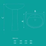 روشویی پایه‌دار چینی‌کرد مدل کاملیا 45