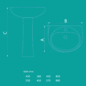 روشویی پایه‌دار چینی‌کرد مدل کاملیا 45