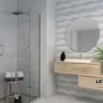 سرامیک عقیق مدل شزنی 90*30 طوسی تک گل روشن براق